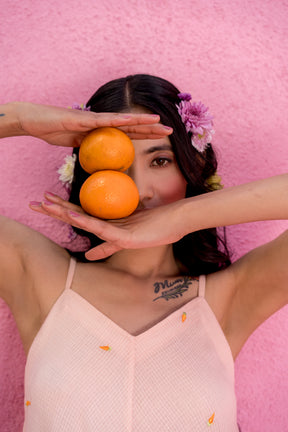 Peach long carrot dress