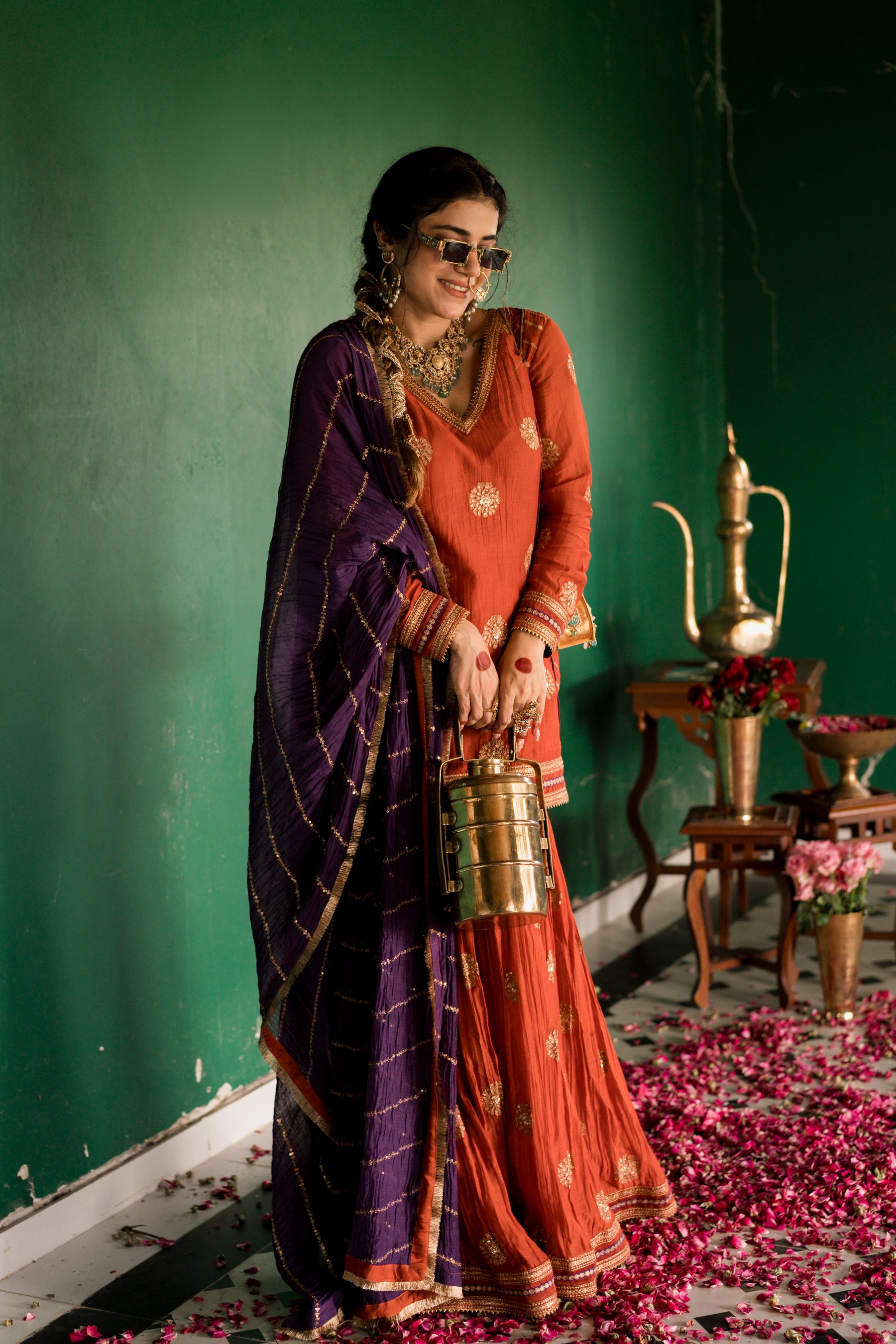 Rust Sharara Set