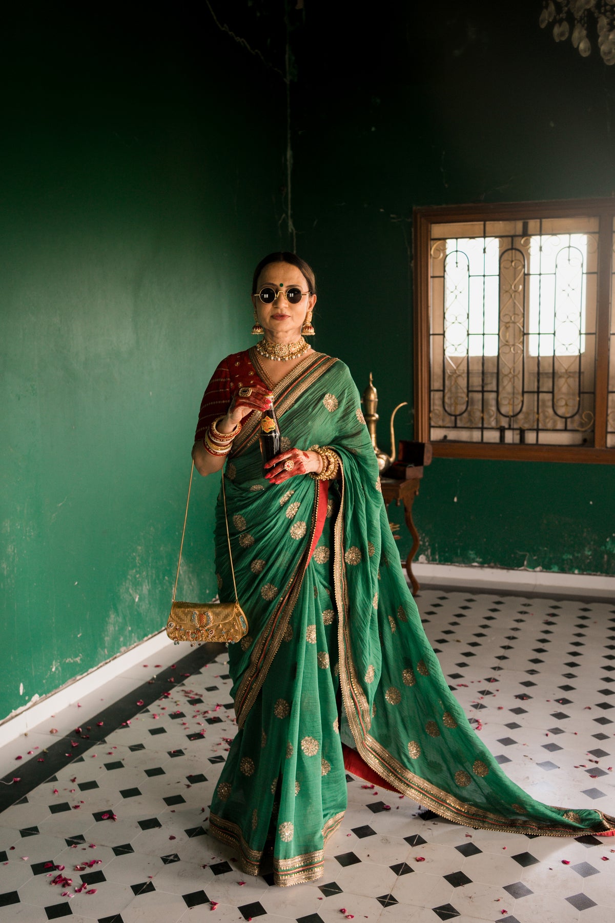 Emerald green saree