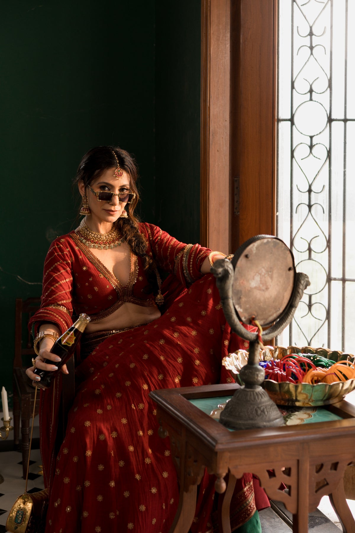 Brick red lehnega set