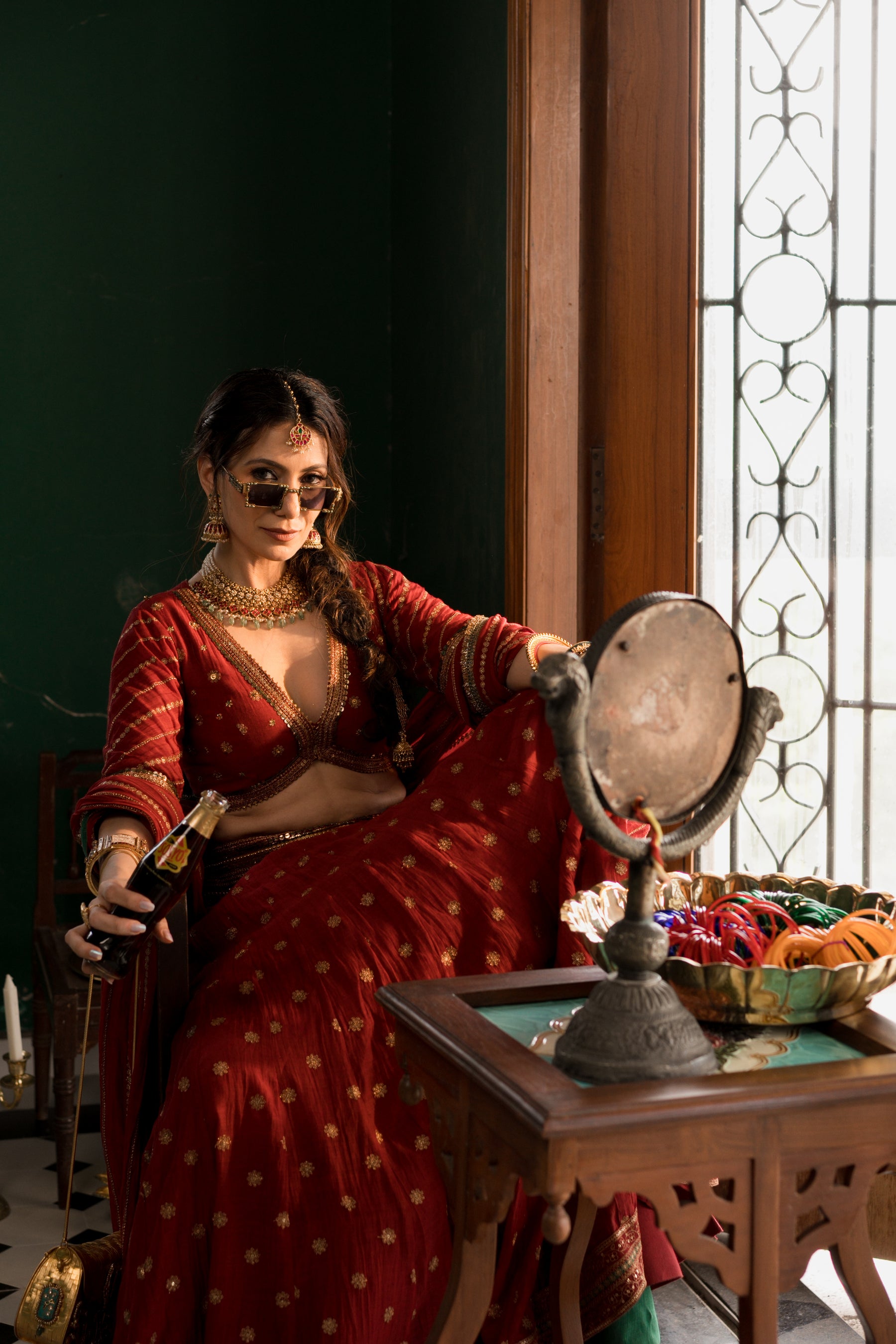 Brick red lehnega set