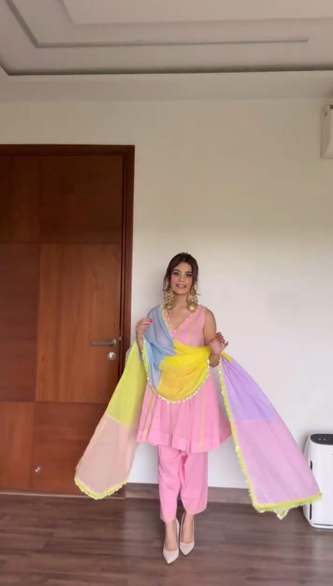 Vanshika Gaba in our baby pink kali kurta with salwar