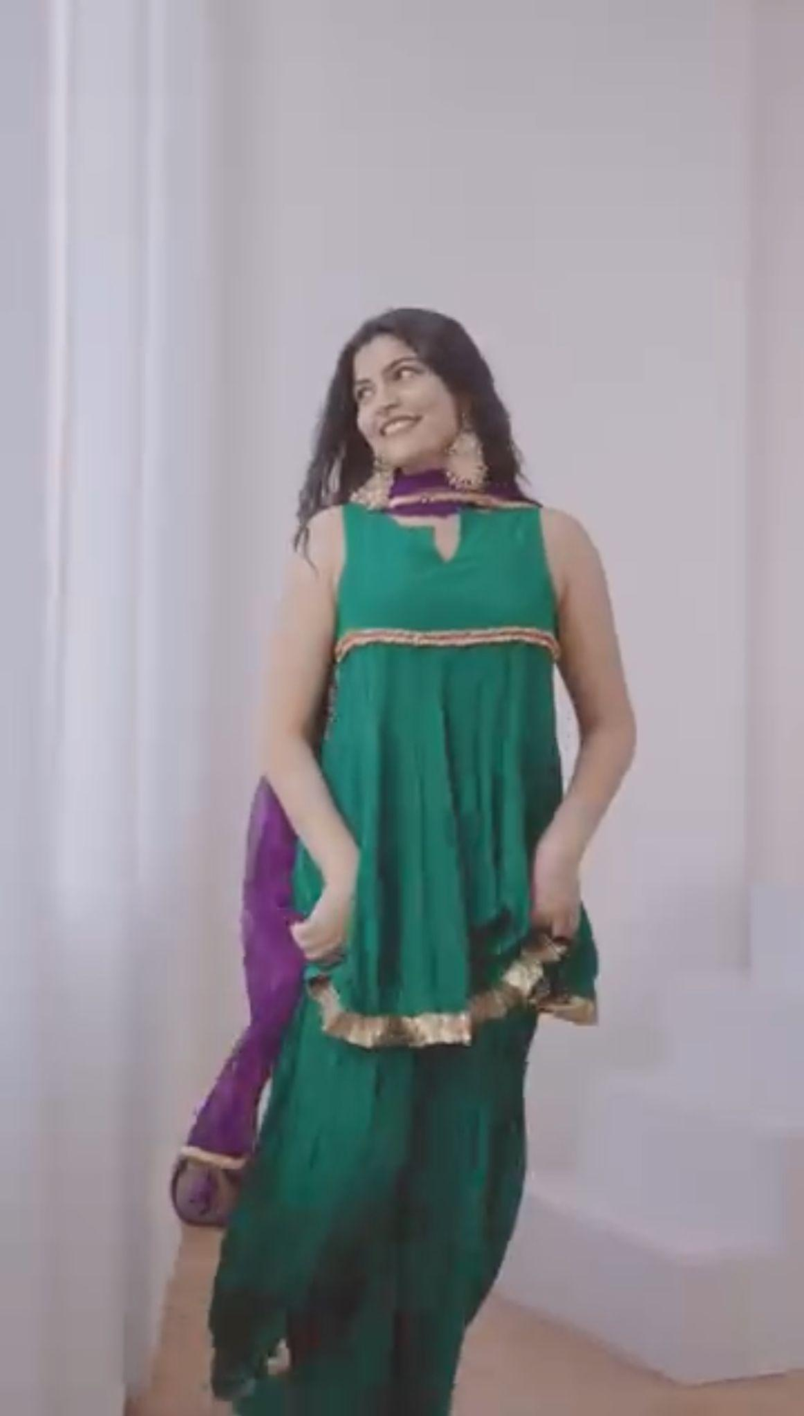 Kritika Khurana in our Bottle Green Sharara set