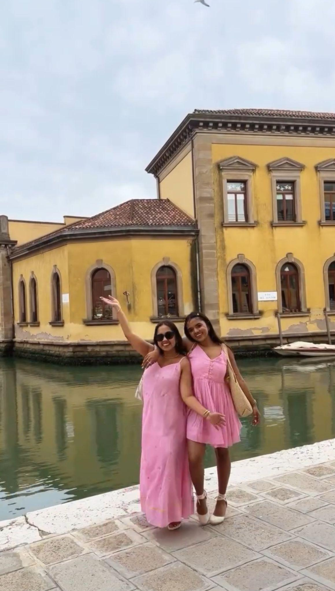 SISTER DUO IN OUR CUSTOM PINK DRESSES