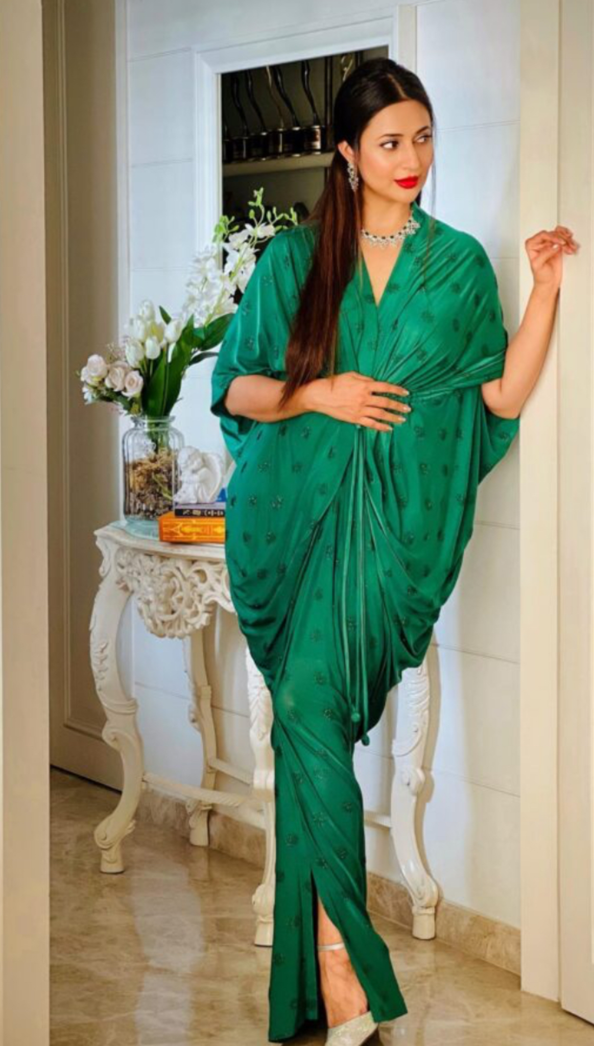 DIVYANKA TRIPATHI IN OUR EMERALD GREEN KAFTAAN